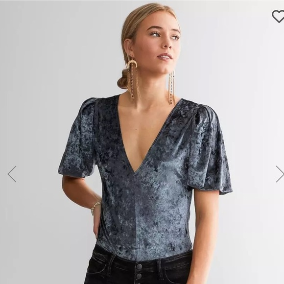 Free People Dont You Wish Velvet Bodysuit In Sunflower Seed. - Picture 2 of 13